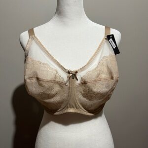 NWT Wacoal 38DDD Beige Unlined Lace Underwire Bra